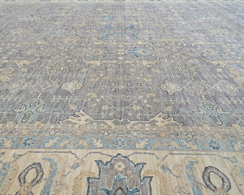 12x15 Ziegler Gray Afghan Hand Knotted Wool Area Rug